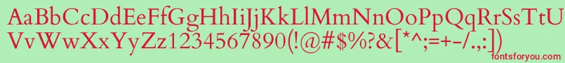 CardoRegular Font – Red Fonts on Green Background