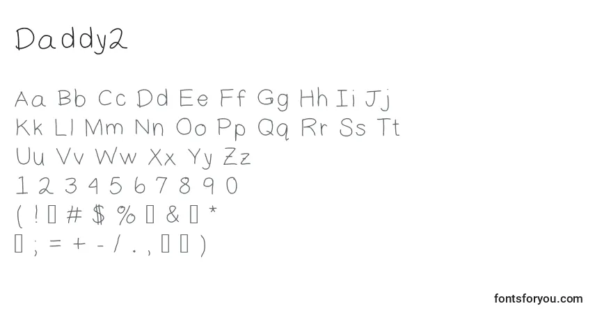 A fonte Daddy2 – alfabeto, números, caracteres especiais