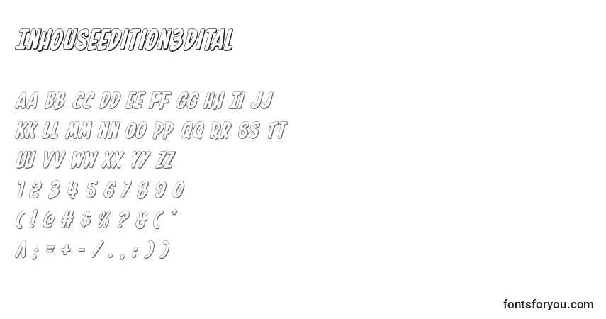 Schriftart Inhouseedition3Dital – Alphabet, Zahlen, spezielle Symbole