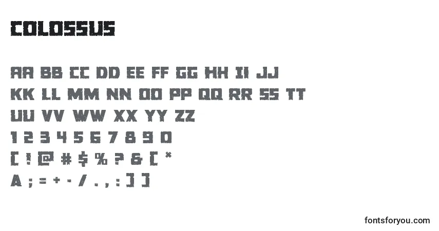 A fonte Colossus – alfabeto, números, caracteres especiais