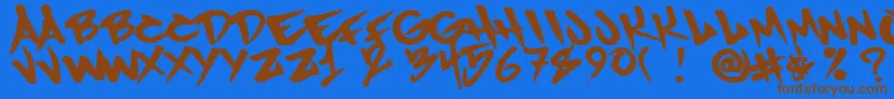 Humanrase-Schriftart – Braune Schriften auf blauem Hintergrund