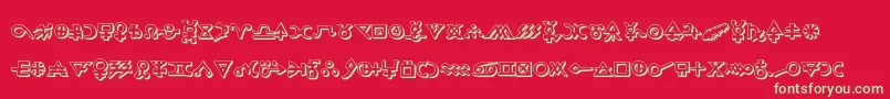 フォントHermeticspellbook3D – 赤い背景に緑の文字