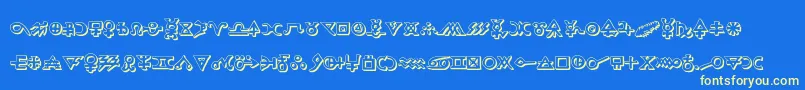 Hermeticspellbook3D-Schriftart – Gelbe Schriften auf blauem Hintergrund
