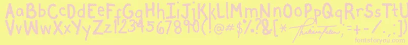 Tatsea Font – Pink Fonts on Yellow Background