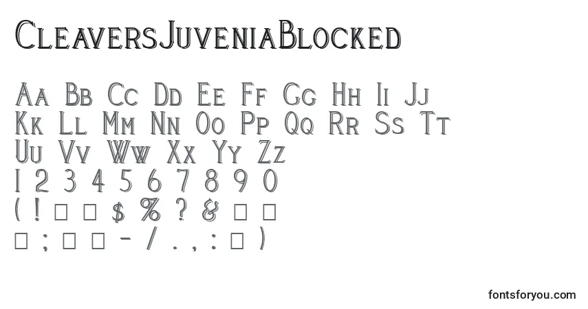Czcionka CleaversJuveniaBlocked – alfabet, cyfry, specjalne znaki