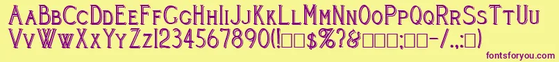 CleaversJuveniaBlocked Font – Purple Fonts on Yellow Background