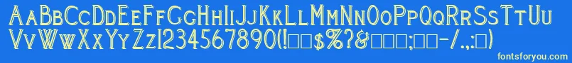 CleaversJuveniaBlocked Font – Yellow Fonts on Blue Background