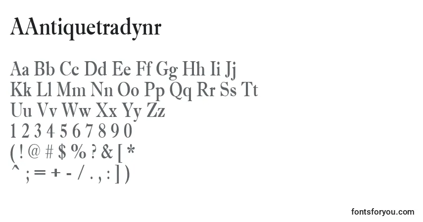 Шрифт AAntiquetradynr – алфавит, цифры, специальные символы