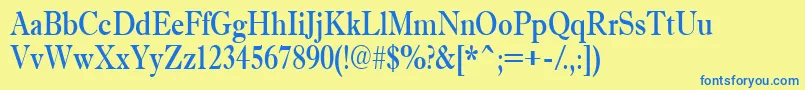 AAntiquetradynr-Schriftart – Blaue Schriften auf gelbem Hintergrund