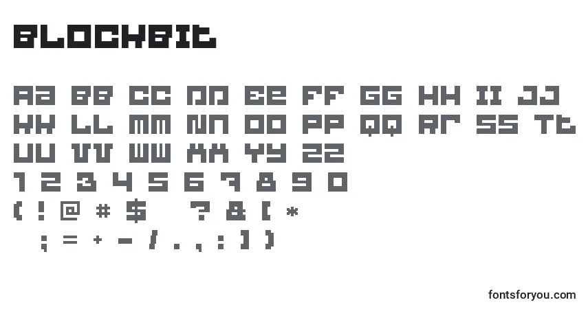 Fuente Blockbit - alfabeto, números, caracteres especiales