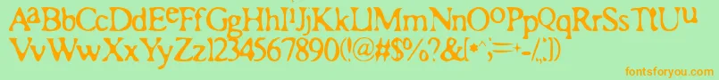 Romaa-Schriftart – Orangefarbene Schriften auf grünem Hintergrund