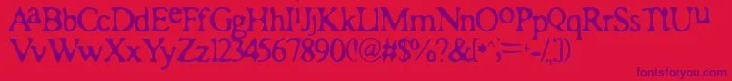 Romaa-Schriftart – Violette Schriften auf rotem Hintergrund