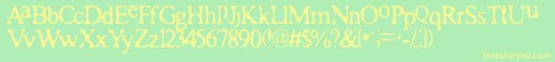 フォントRomaa – 黄色の文字が緑の背景にあります