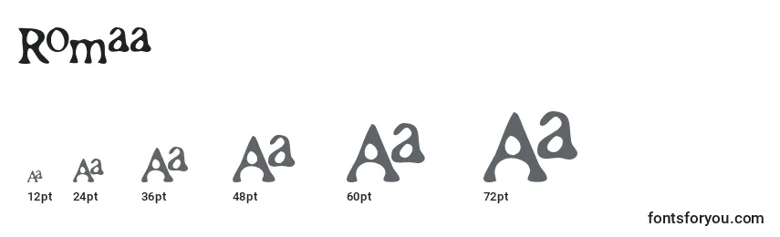 Размеры шрифта Romaa