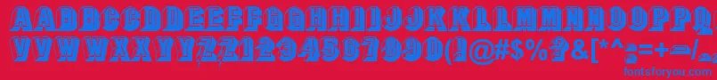フォントOccasionBold – 赤い背景に青い文字