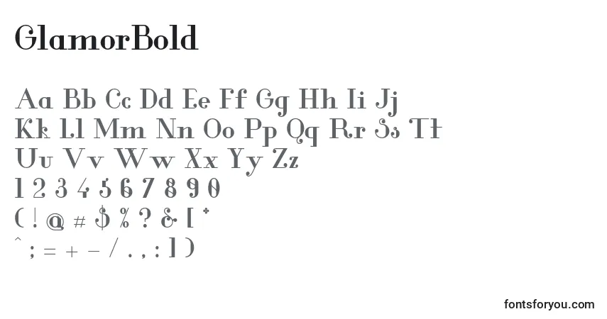 Шрифт GlamorBold – алфавит, цифры, специальные символы