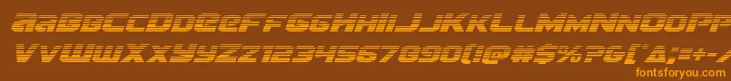 フォントTerrangradital – オレンジ色の文字が茶色の背景にあります。