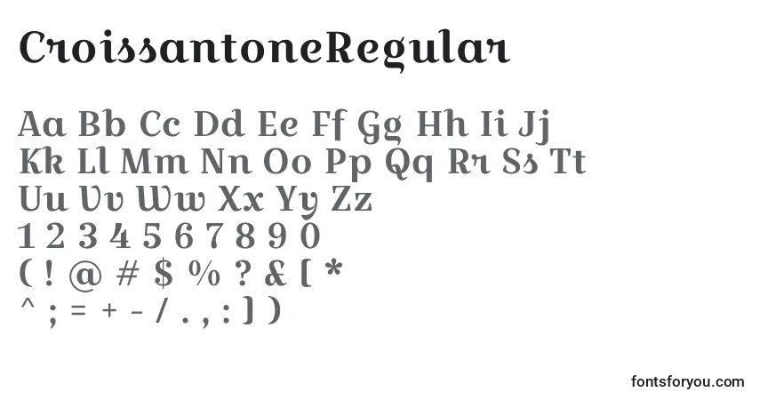 A fonte CroissantoneRegular – alfabeto, números, caracteres especiais