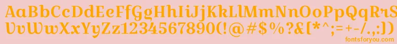 CroissantoneRegular-Schriftart – Orangefarbene Schriften auf rosa Hintergrund