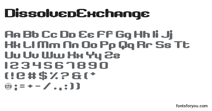 A fonte DissolvedExchange – alfabeto, números, caracteres especiais