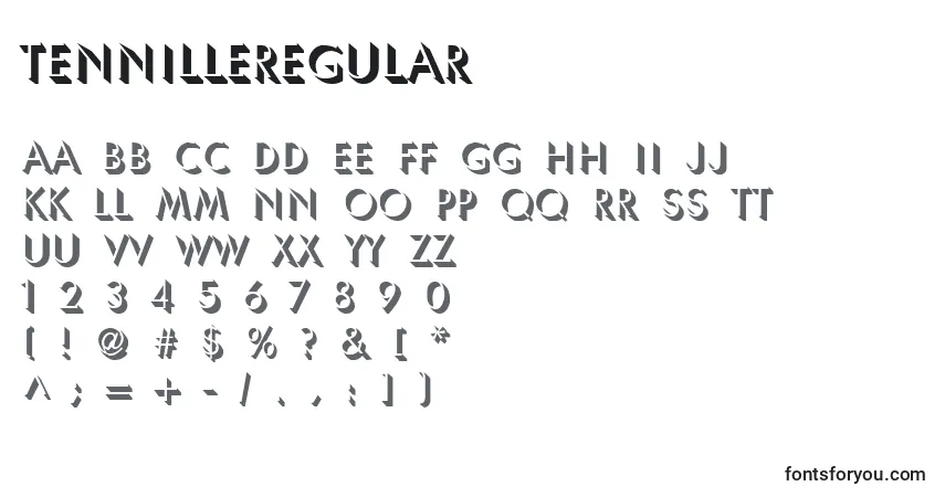 Czcionka TennilleRegular – alfabet, cyfry, specjalne znaki