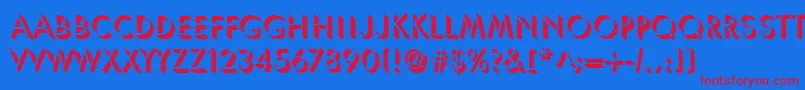 TennilleRegular Font – Red Fonts on Blue Background