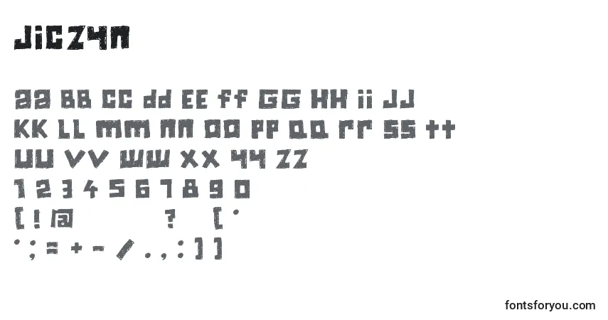 Шрифт Jiczyn – алфавит, цифры, специальные символы