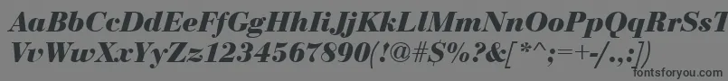 フォントEurobodtBoldItalic – 黒い文字の灰色の背景