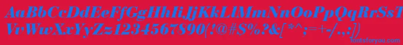 EurobodtBoldItalic Font – Blue Fonts on Red Background