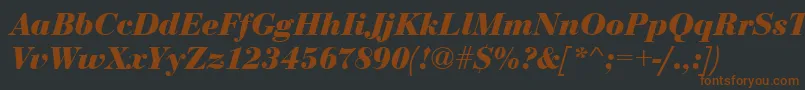 EurobodtBoldItalic-fontti – ruskeat fontit mustalla taustalla