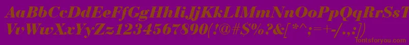 Fonte EurobodtBoldItalic – fontes marrons em um fundo roxo