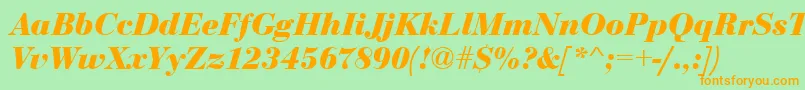 EurobodtBoldItalic Font – Orange Fonts on Green Background