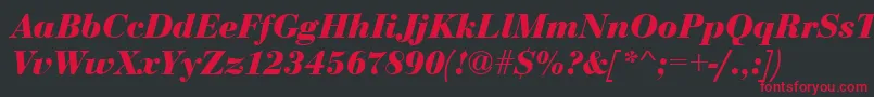 EurobodtBoldItalic-fontti – punaiset fontit mustalla taustalla