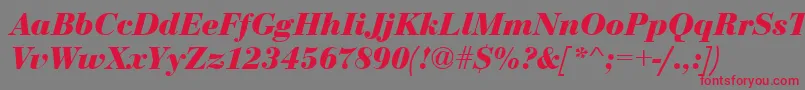 EurobodtBoldItalic Font – Red Fonts on Gray Background