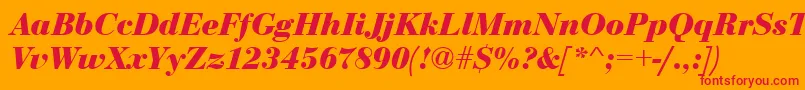 EurobodtBoldItalic Font – Red Fonts on Orange Background