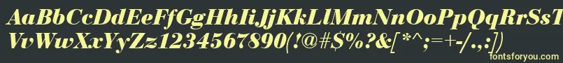 EurobodtBoldItalic-fontti – keltaiset fontit mustalla taustalla