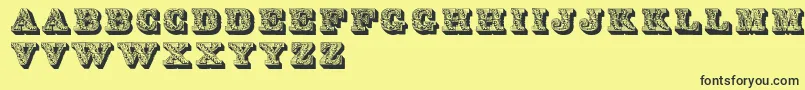 Fonte Lettresombreesornees – fontes pretas em um fundo amarelo