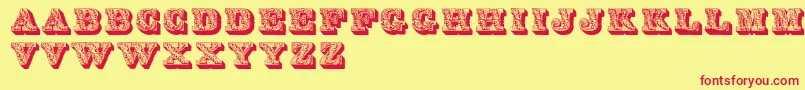 Lettresombreesornees Font – Red Fonts on Yellow Background