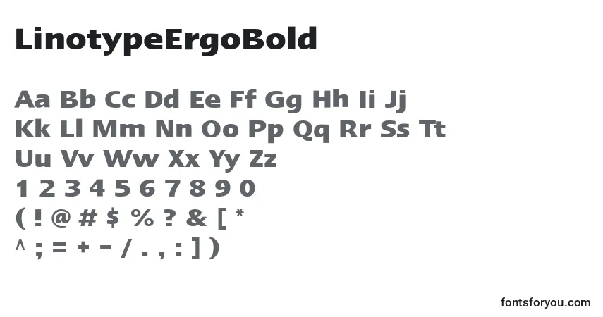 Schriftart LinotypeErgoBold – Alphabet, Zahlen, spezielle Symbole