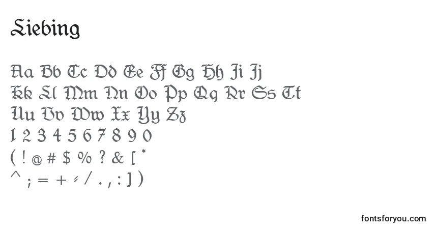 A fonte Liebing – alfabeto, números, caracteres especiais