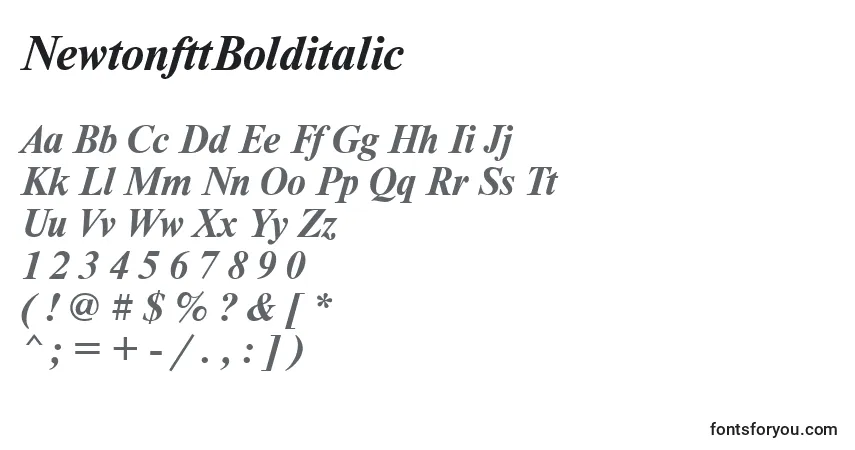 Шрифт NewtonfttBolditalic – алфавит, цифры, специальные символы