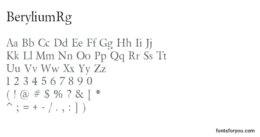 Schriftart BeryliumRg – Alphabet, Zahlen, spezielle Symbole
