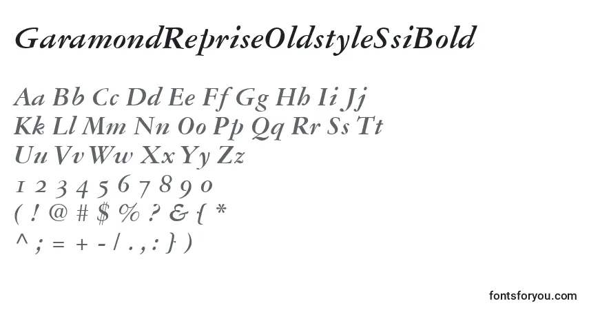 A fonte GaramondRepriseOldstyleSsiBold – alfabeto, números, caracteres especiais