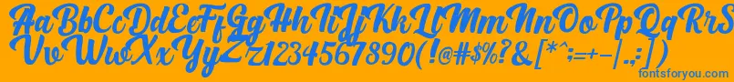 BrightScriptClean-Schriftart – Blaue Schriften auf orangefarbenem Hintergrund