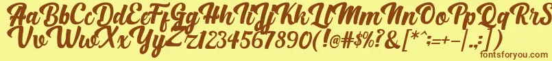 BrightScriptClean Font – Brown Fonts on Yellow Background