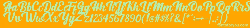 BrightScriptClean-Schriftart – Grüne Schriften auf orangefarbenem Hintergrund