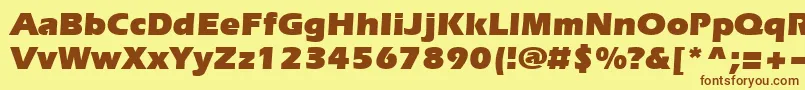 フォントEverest Ultra – 茶色の文字が黄色の背景にあります。