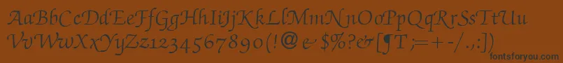 フォントZabriskiescriptswashRegular – 黒い文字が茶色の背景にあります