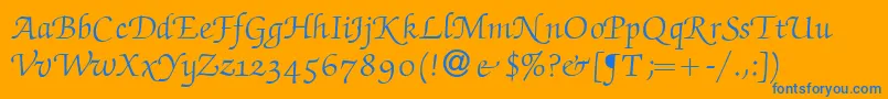 ZabriskiescriptswashRegular-Schriftart – Blaue Schriften auf orangefarbenem Hintergrund