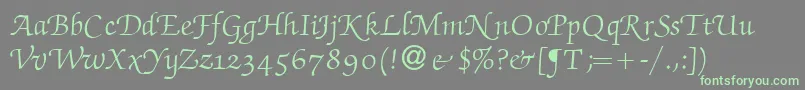 Fonte ZabriskiescriptswashRegular – fontes verdes em um fundo cinza